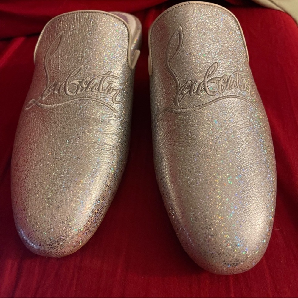 Christian Louboutin Iridescent Silver Slip-Ons